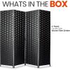 imageSereneLife 4Panel Folding Room Divider Woven Fiber Privacy Screen Portable Partition for Room Separation Lightweight Decorative Screen for Living Room Office Porch and Dressing Area 71 x 18