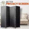 imageSereneLife 4Panel Folding Room Divider Woven Fiber Privacy Screen Portable Partition for Room Separation Lightweight Decorative Screen for Living Room Office Porch and Dressing Area 71 x 18