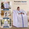imageSereneLife Portable Infrared Sauna for Home Compact Sauna Tent with Heated Foot Pad ampamp Chair Full Body Personal Spa with Remote Control Easy Setup ampamp Storage 140F Max Heat 40quot x 33quot Silver