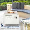 imageSereneLife Propane Gas Fire Pit Table 40000 BTU Square Outdoor Firepit with WeatherResistant Design Stainless Steel Burner Adjustable Flame Cover Included Safe ampamp ETL Certified 30 x 30 x 23