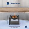 imageSereneLife Smokeless Wood Fire Pit Steel BBQ Grill Fire Pit Bowl with Mesh Spark Screen Log Grate Fire Poker and Cover HeatResistant Coating Perfect for Outdoor Entertaining 26x26x22