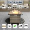imageSereneLife Tabletop Propane Firepit 30 Square Base Fire Table with Tile Tabletop ampamp Clear Glass Rocks 50000 BTU Stainless Steel Burner Tempered Glass Wind Guard Weather Resistant 30x30x24