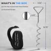 imageSereneLife Trampoline Anchor Kit  4 HeavyDuty Galvanized Steel Stakes and 4 Buckled Straps 1575quotx366quot DeformityResistant Handles Spiral Ground Hooks for Tents Swing Chairs Soccer Goals