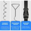 imageSereneLife Trampoline Anchor Kit  4 HeavyDuty Galvanized Steel Stakes and 4 Buckled Straps 1575quotx366quot DeformityResistant Handles Spiral Ground Hooks for Tents Swing Chairs Soccer Goals