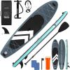 imageSereneLife Inflatable 11 Stand Up Paddle Board with 32 Wide Platform NonSlip EVA Deck DropStitch Construction 3Piece Aluminum Paddle Safety Leash Removable Fins ampamp Backpack 350 lbs Capacity