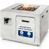 imageSereneLife Propane Gas Fire Pit Table 40000 BTU Square Outdoor Firepit with WeatherResistant Design Stainless Steel Burner Adjustable Flame Cover Included Safe ampamp ETL Certified 30 x 30 x 23
