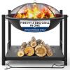 imageSereneLife Smokeless Wood Fire Pit Steel BBQ Grill Fire Pit Bowl with Mesh Spark Screen Log Grate Fire Poker and Cover HeatResistant Coating Perfect for Outdoor Entertaining 26x26x22