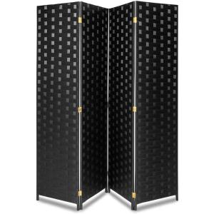 imageSereneLife 4Panel Folding Room Divider Woven Fiber Privacy Screen Portable Partition for Room Separation Lightweight Decorative Screen for Living Room Office Porch and Dressing Area 71 x 18