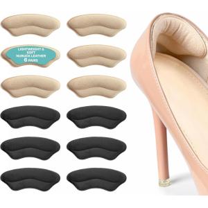 imageSereneLife Heel Pads 6 Pairs of Shoe Inserts for Men and Women Supports Heels for Prolonged Standing Fills Loose Fit in Shoes for Dress Shoes Sneakers and Loafers Black and Apricot