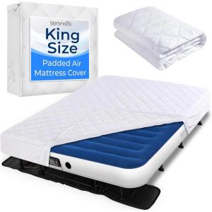 imageSereneLife Mattress Cover King Size Bed Soft Breathable Waterproof Mattress Cover 80x72 x8 for EZ Bed Fits SLEZBDKG50  SLEZBDKG50LX WrinkleResistant with Deep Pockets AntiSlip Elastic Skirt