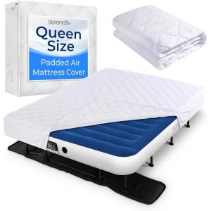 imageSereneLife Mattress Cover Queen Size Bed Soft Breathable Waterproof Mattress Cover 78x61 x8 for EZ Bed Fits SLEZBDQN20  SLEZBDQN20LX WrinkleResistant with Deep Pockets AntiSlip Elastic Skirt