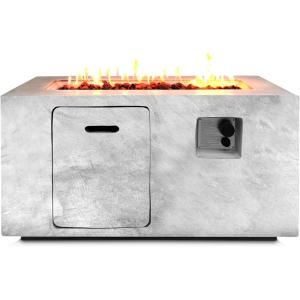 imageSereneLife Outdoor Propane Fire Pit Table  Square Gas Firepit with 50000 BTU Heat Stainless Steel Burner Flame Control WeatherResistant Design and PVC Cover for Patio or Backyard 42quotx20quotx24quot