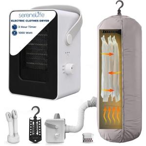 imageSereneLife SLWTS232165 1000W Multifunctional Portable Dryer Mini Heater and Aroma Diffuser for Home and Apartment UseSuitable for Drying Clothes Shoes Hats Gloves and More White