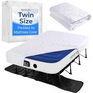 imageSereneLife Twin Size Mattress Protector Soft Breathable Waterproof Mattress Cover 77x40 x8 for EZ Bed Fits SLEZBDTW10  SLEZBDTW10LX WrinkleResistant with Deep Pockets AntiSlip Elastic Skirt