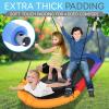 imageSereneLife Outdoor Spinner Saucer Tree SwingHanging Tree Oval Shaped Flying Saucer wRope StrapsCushion Padded Metal FramePolyester Fabric Seatfor Kids ampamp AdultSereneLife SLSOVSWNG55GR GreenRainbow
