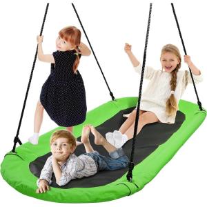 imageSereneLife Outdoor Spinner Saucer Tree SwingHanging Tree Oval Shaped Flying Saucer wRope StrapsCushion Padded Metal FramePolyester Fabric Seatfor Kids ampamp AdultSereneLife SLSOVSWNG55GR GreenGreen