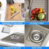imageSereneLife Stainless Steel Kitchen Sink  Undermount ampamp DropIn Installation 13 Gauge ampamp 30quotL x 18quotW x 9quotH IN  Includes Faucet Drain Rack Strainer Basket Cutting Board ampamp Cup Washer  BlackGray