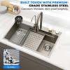 imageSereneLife Stainless Steel Kitchen Sink  Undermount ampamp DropIn Installation 13 Gauge ampamp 30quotL x 18quotW x 9quotH IN  Includes Faucet Drain Rack Strainer Basket Cutting Board ampamp Cup Washer  BlackGray