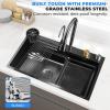 imageSereneLife Stainless Steel Kitchen Sink  Undermount ampamp DropIn Installation 13 Gauge ampamp 30quotL x 18quotW x 9quotH IN  Includes Faucet Drain Rack Strainer Basket Cutting Board ampamp Cup Washer  BlackBlack