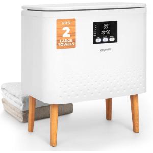 imageSereneLife Rectangular Towel Warmer Bucket Large Capacity Blanket and Towel Warmer for Bathroom SingleTouch Control EnergyEfficient Design with Auto ShutOff 20L Capacity WhiteNatural