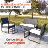imageSereneLife 4 Piece ConversationChat Set Outdoor Living Rattan Furniture Includes 1 Double ampamp 2 Single Chairs with Cushion ampamp 1 Glasstop Coffee Table Back