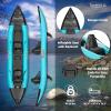 imageSereneLife 2 Person Inflatable Kayak  Double Kayak with Aluminum Paddles Repair Kit  Lightweight Portable Adult Kayaks with HighOutput Pump  Durable Vinyl Kayak for Lake Mild River  Aqua
