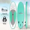 imageSereneLife Inflatable Stand Up Paddle Board with Premium SUP Accessories  Wide Stable Design with NonSlip EVA Deck Pad for Adults and Youth of All Skill Levels 350 lbs CapacityGreenWhite
