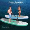 imageSereneLife Inflatable Stand Up Paddle Board with Premium SUP Accessories  Wide Stable Design with NonSlip EVA Deck Pad for Adults and Youth of All Skill Levels 350 lbs CapacityGreenWhite