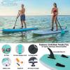 imageSereneLife Inflatable Stand Up Paddle Board with Premium SUP Accessories  Wide Stable Design with NonSlip EVA Deck Pad for Adults and Youth of All Skill LevelsAqua Blue