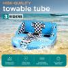 imageSerenelife Inflatable Towable Tube for Boating  24 Person 4500 lbs Pulling Capacity Deck Seats ampamp Backrest Premium Nylon Cover Grab Handles FrontBack Tow Points Speed Safety Valve3 Person