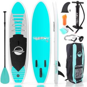 imageSereneLife Inflatable Stand Up Paddle Board with Premium SUP Accessories  Wide Stable Design with NonSlip EVA Deck Pad for Adults and Youth of All Skill LevelsAqua Blue