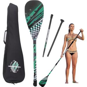 imageSereneLife SUP Paddle  3 Piece Adjustable Paddle board Oar with Lightweight Shaft Durable Blade  For Stand Up Paddleboard Surfing Flatwater Paddling ampamp RacingGreen