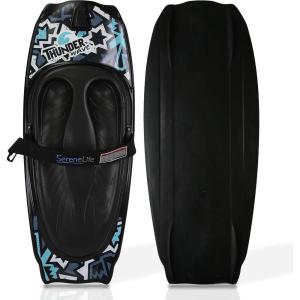 imageSereneLife Water Sport Kneeboard with Hook for Kids ampamp Adults Kneeboard with Strap for Boating Waterboarding Kneeling Boogie Boarding Knee SurfingBlackBlue