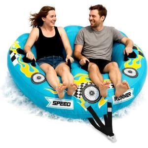 imageSerenelife Inflatable Towable Tube for Boating  24 Person 4500 lbs Pulling Capacity Deck Seats ampamp Backrest Premium Nylon Cover Grab Handles FrontBack Tow Points Speed Safety Valve2 Person