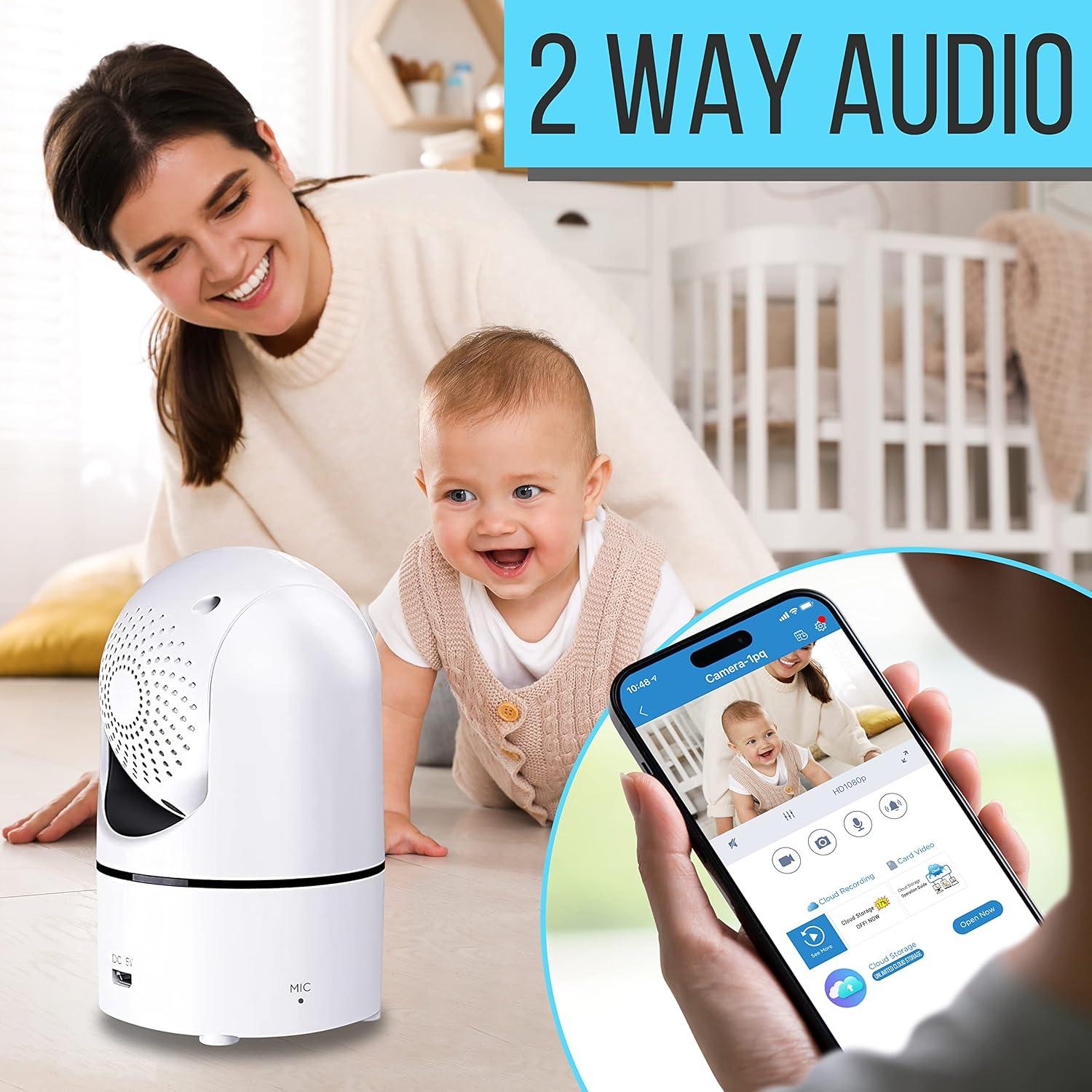 imageSereneLife Indoor Wireless IP Camera HD 1080p 2MP WiFi Network Security Surveillance Cam For Home Monitoring With LED Motion Detect Night Vision PTZ