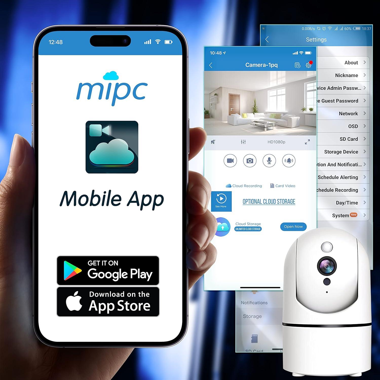 imageSereneLife Indoor Wireless IP Camera HD 1080p 2MP WiFi Network Security Surveillance Cam For Home Monitoring With LED Motion Detect Night Vision PTZ