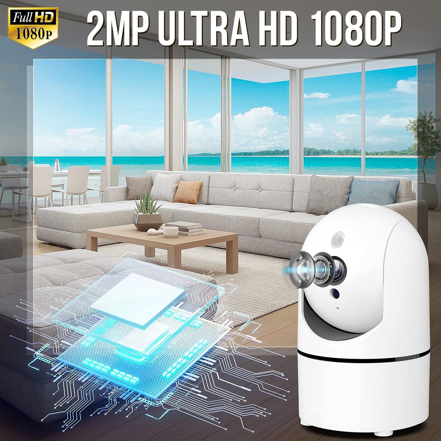 imageSereneLife Indoor Wireless IP Camera HD 1080p 2MP WiFi Network Security Surveillance Cam For Home Monitoring With LED Motion Detect Night Vision PTZ