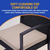 imagePatio Outdoor Rattan Furniture Set 3 Pcs Per Set  Includes 2 Single Chairs with Soft Cushion and 1 Glasstop Coffee Table Black WeatherResistant Resin Wicker Rattan
