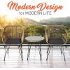 imageSereneLife 3 Piece Chat Set Outdoor Living Rattan Furniture Set Includes 2 Includes 2 Single Chairs wCushions and 1 Glasstop Coffee Table Brown