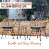 imageSereneLife 3 Piece Chat Set Outdoor Living Rattan Furniture Set Includes 2 Includes 2 Single Chairs wCushions and 1 Glasstop Coffee Table Brown