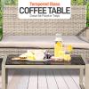 imageSereneLife 4 Piece ConversationChat Set Outdoor Living Rattan Furniture Includes 1 Double ampamp 2 Single Chairs with Cushion ampamp 1 Glasstop Coffee Table TaupeTaupe