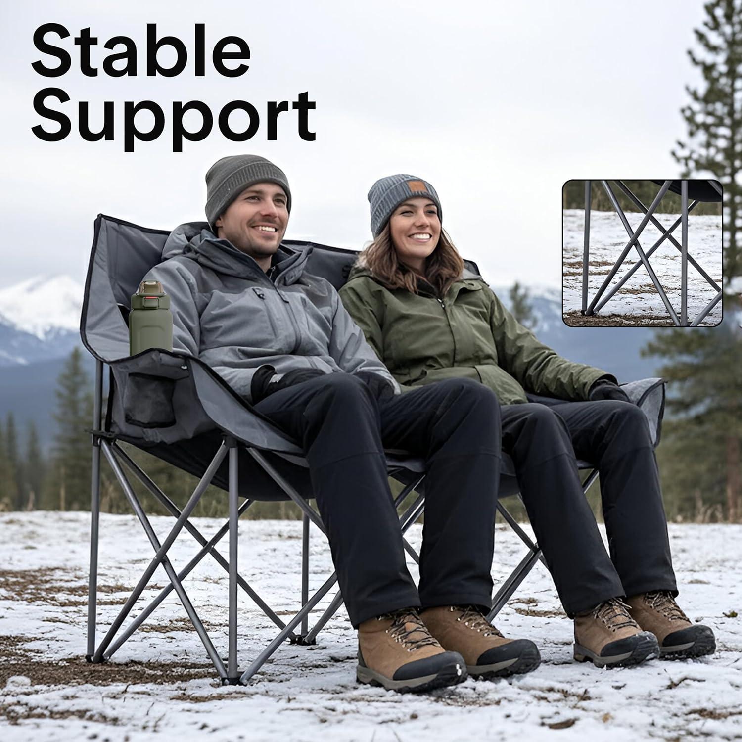 imageCamping Loveseat for Couples Friends ampamp Families Double Camping Chair Foldable Two Person Camping Chair for Campfire Nights Tailgating Fun Beach Escapes RV Road Trips ampamp Cozy Backyard Comfort