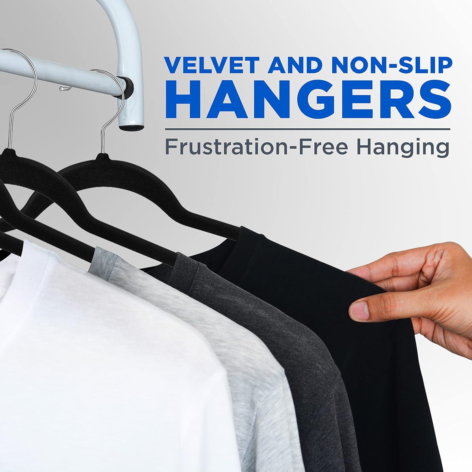 imageSereneLife 20 Pack Velvet Hangers  NonSlip Clothes Hangers with Heavy Duty Design Slim SpaceSaving Coat Hangers with 360 Swivel Hook Strong Lightweight Closet Organizer Set for Clothes PurpleBlack