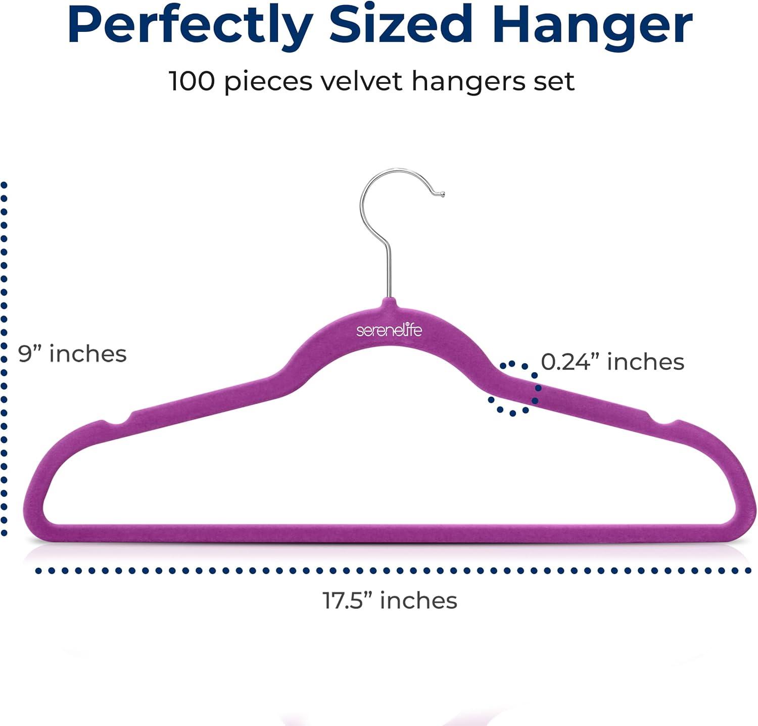 imageSereneLife 20 Pack Velvet Hangers  NonSlip Clothes Hangers with Heavy Duty Design Slim SpaceSaving Coat Hangers with 360 Swivel Hook Strong Lightweight Closet Organizer Set for Clothes PurplePurple