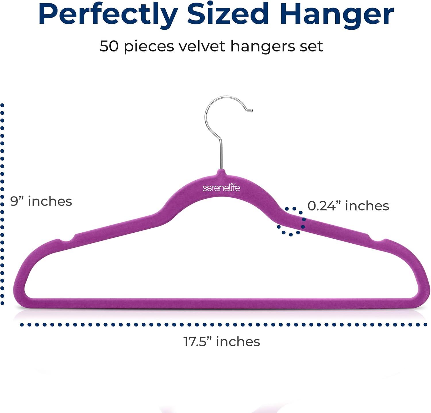 imageSereneLife 20 Pack Velvet Hangers  NonSlip Clothes Hangers with Heavy Duty Design Slim SpaceSaving Coat Hangers with 360 Swivel Hook Strong Lightweight Closet Organizer Set for Clothes PurplePurple