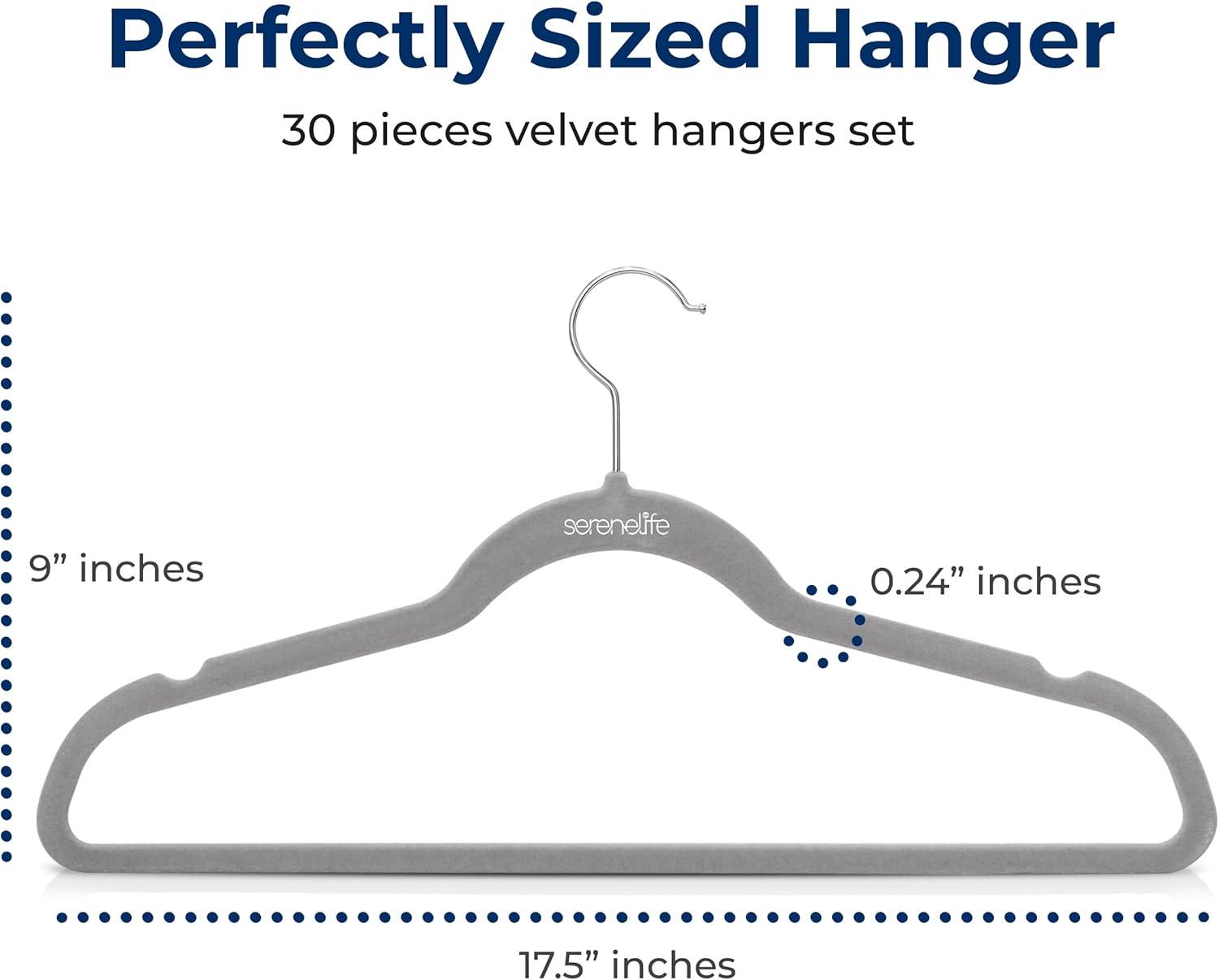 imageSereneLife 20 Pack Velvet Hangers  NonSlip Clothes Hangers with Heavy Duty Design Slim SpaceSaving Coat Hangers with 360 Swivel Hook Strong Lightweight Closet Organizer Set for Clothes PurpleGray