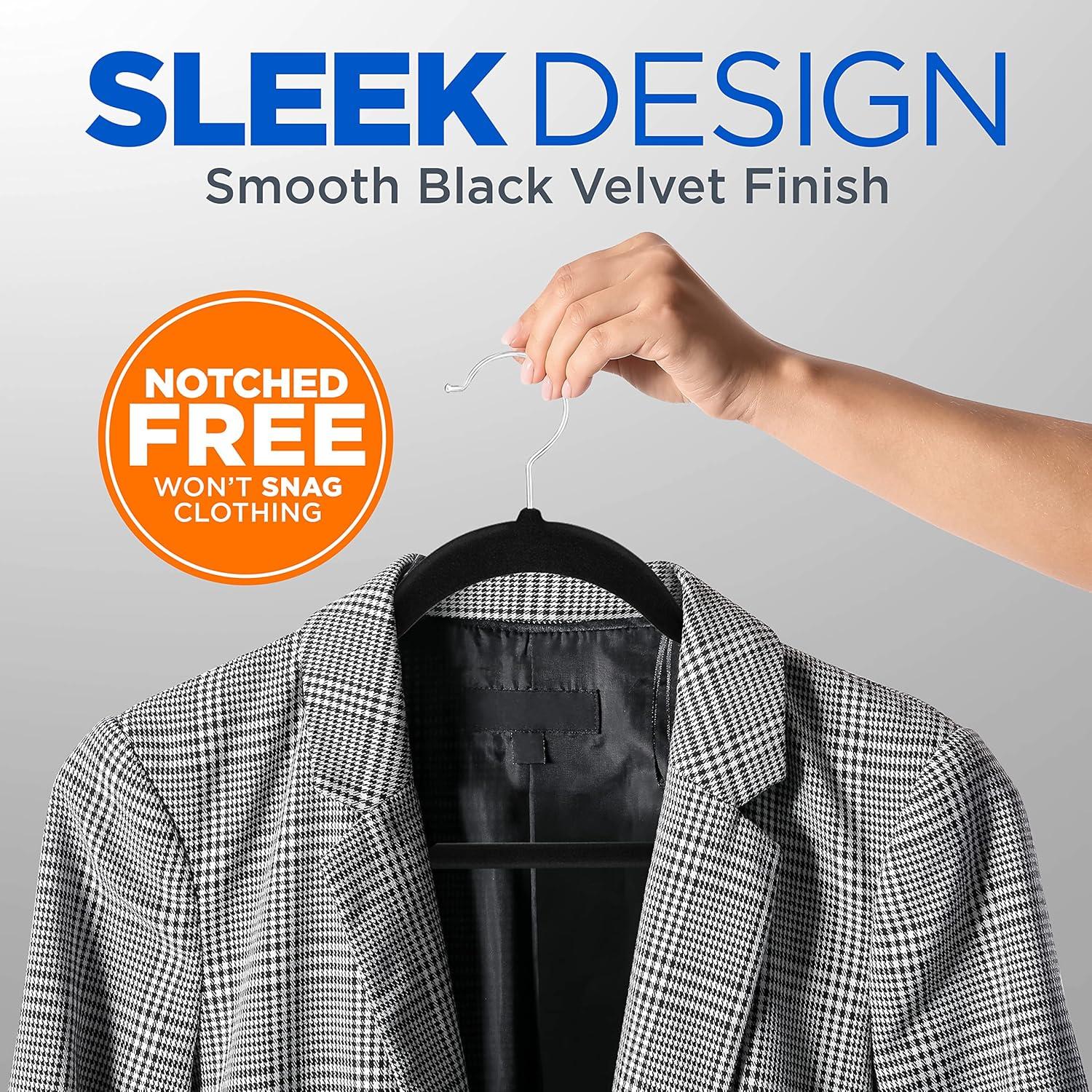 imageSereneLife 20 Pack Velvet Hangers  NonSlip Clothes Hangers with Heavy Duty Design Slim SpaceSaving Coat Hangers with 360 Swivel Hook Strong Lightweight Closet Organizer Set for Clothes PurpleBlack