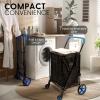 imageSereneLife Small Compact Folding Shopping Cart with Removable Waterproof Liner  360 Swivel Wheels RustProof Steel Frame 70lb Capacity  Portable Grocery Laundry ampamp Travel Cart BlueBlue