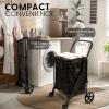 imageSereneLife Small Compact Folding Shopping Cart with Removable Waterproof Liner  360 Swivel Wheels RustProof Steel Frame 70lb Capacity  Portable Grocery Laundry ampamp Travel Cart BlueBlack