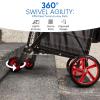 imageSereneLife Small Compact Folding Shopping Cart with Removable Waterproof Liner  360 Swivel Wheels RustProof Steel Frame 70lb Capacity  Portable Grocery Laundry ampamp Travel Cart BlueRed